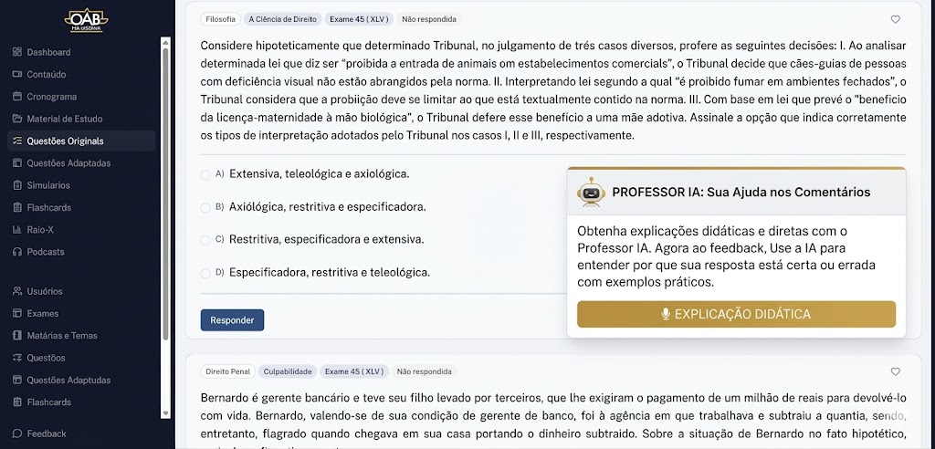 Recurso de explicação com IA na plataforma